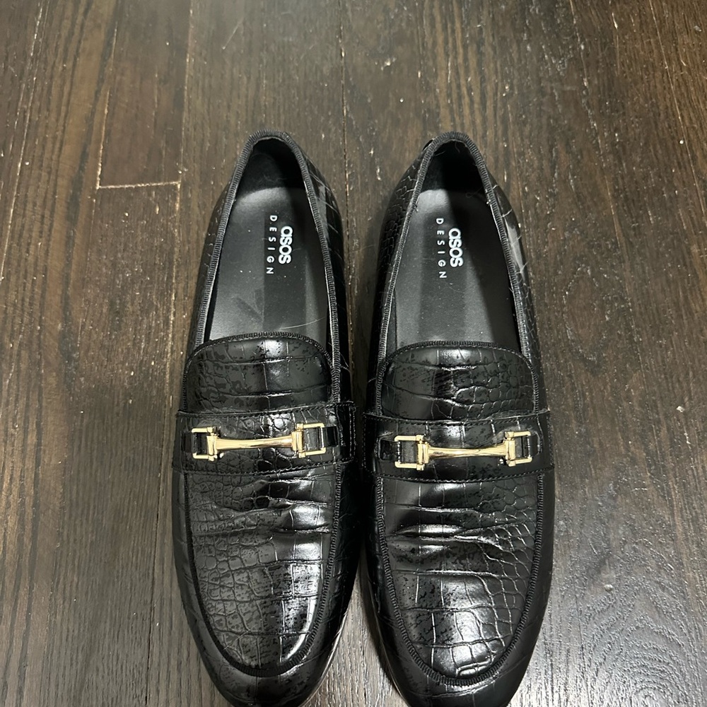 ASOS Black Crocodile Pattern Loafers